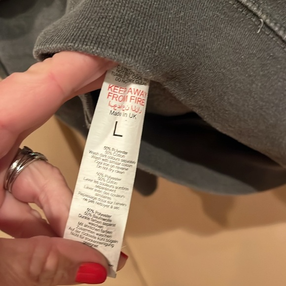 NastyGal grey oversized distressed finish sweatshirt w/ pink wording size large - Picture 6 of 6